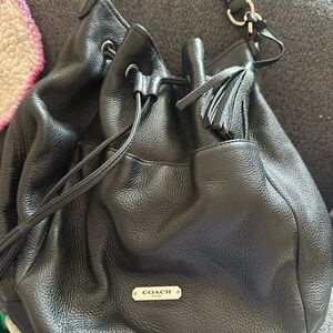 Coach Black Shoulder Bag with Drawstring Closure